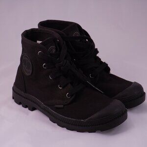 Palladium Black Canvas Ankle Boots Women’s 7 Lug Sole Lace Up